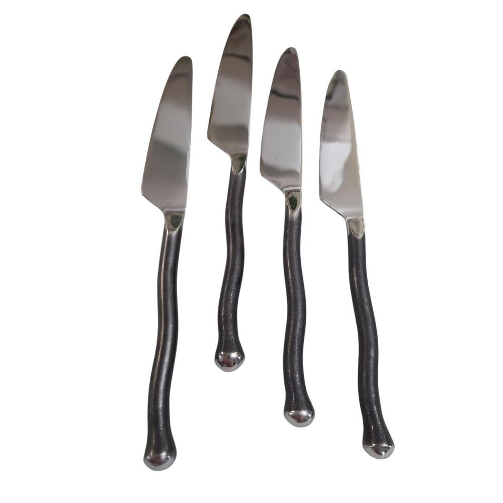 Set 4 Gourmet Settings Exotique Platinum 18/10 Stainless Dinner KNIVES